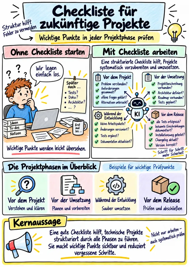 Workshop-Plakat: Checkliste für erfolgreiche Projekte