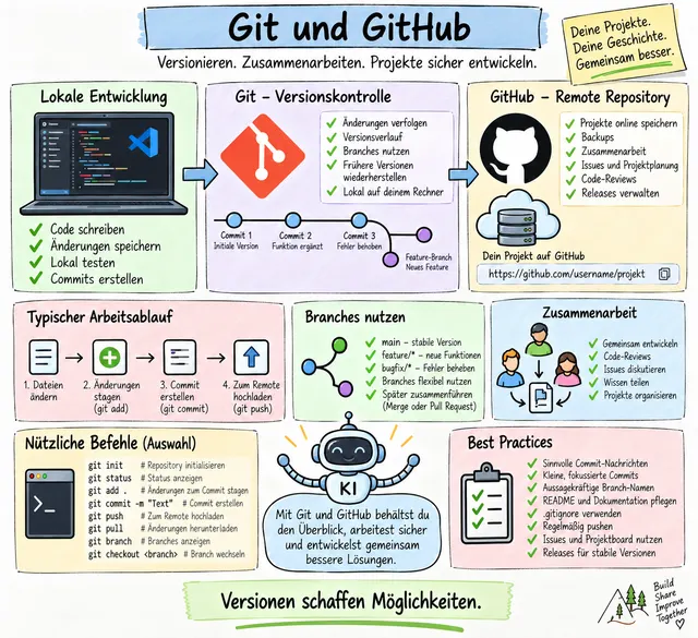 Workshop-Plakat: Git und GitHub verständlich erklärt