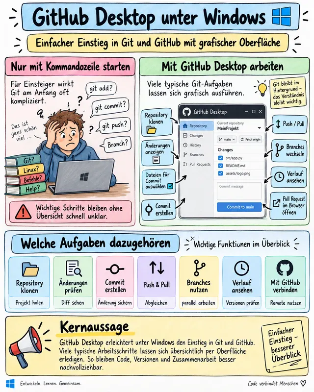 Workshop-Plakat: GitHub Desktop unter Windows