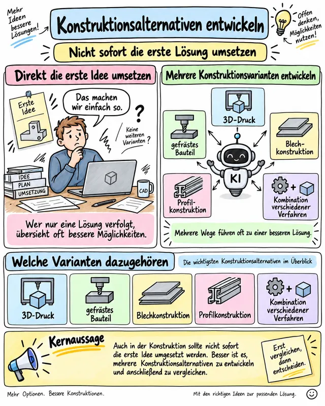 Workshop-Plakat: Konstruktionsalternativen entwickeln