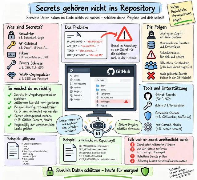 Workshop-Plakat: Secrets sicher aus Repositories fernhalten